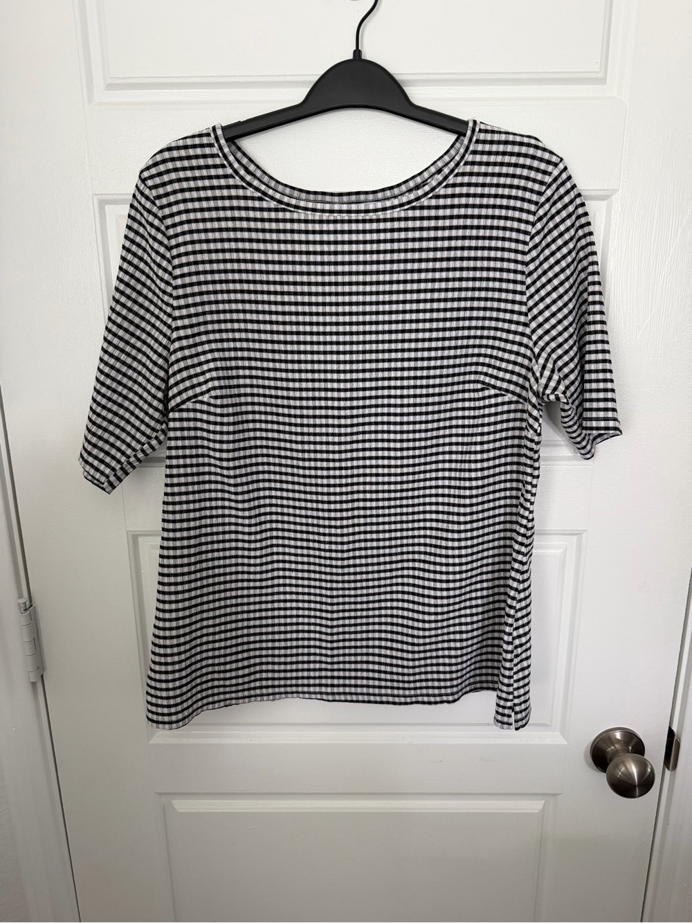 croft & barrow Black and White Gingham Short Sleeve Top